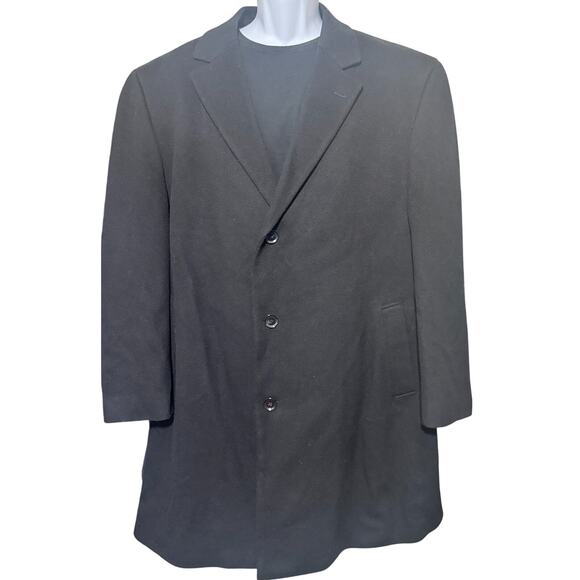 Calvin Klein Cashmere Wool Blend Overcoat Black Men's Size 48R 3 button - Picture 1 of 7